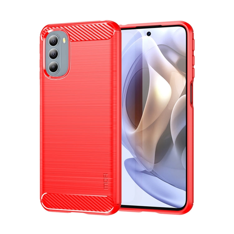 For Motorola Moto G31/G41 MOFI Gentleness Series Brushed Texture Carbon Fiber TPU Phone Case(Red) - Motorola Cases by MOFI | Online Shopping South Africa | PMC Jewellery