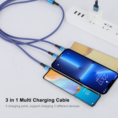 ENKAY ENK-CB121 1.5m 3 in 1 USB 3.0 to Type-C / 8 Pin / Micro USB 5A Fast Charging Cable(Blue) - Multifunction Cable by ENKAY | Online Shopping South Africa | PMC Jewellery | Buy Now Pay Later Mobicred