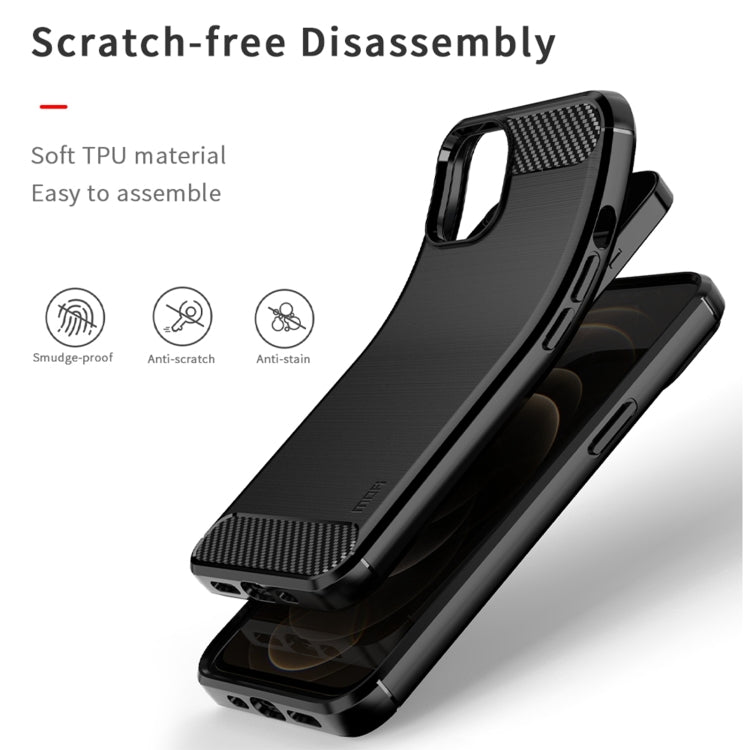 For iPhone 14 MOFI Gentleness Brushed Texture Carbon Fiber TPU Phone Case (Black) - iPhone 14 Cases by MOFI | Online Shopping South Africa | PMC TechLife | Buy Now Pay Later Mobicred