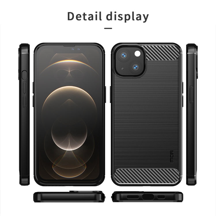 For iPhone 14 MOFI Gentleness Brushed Texture Carbon Fiber TPU Phone Case (Blue) - iPhone 14 Cases by MOFI | Online Shopping South Africa | PMC TechLife