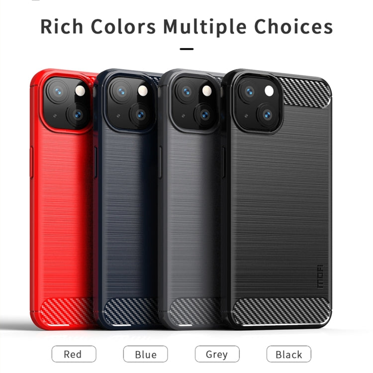 For iPhone 14 MOFI Gentleness Brushed Texture Carbon Fiber TPU Phone Case (Blue) - iPhone 14 Cases by MOFI | Online Shopping South Africa | PMC TechLife