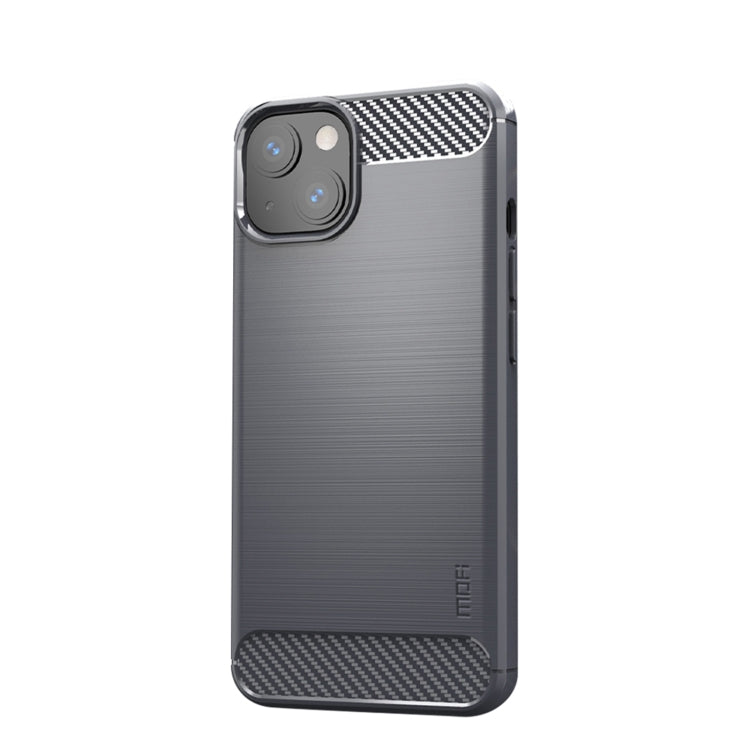 For iPhone 14 MOFI Gentleness Brushed Texture Carbon Fiber TPU Phone Case (Gray) - iPhone 14 Cases by MOFI | Online Shopping South Africa | PMC TechLife