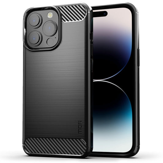 For iPhone 14 Pro MOFI Gentleness Brushed Texture Carbon Fiber TPU Phone Case (Black) - iPhone 14 Pro Cases by MOFI | Online Shopping South Africa | PMC Jewellery