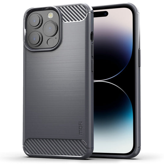 For iPhone 14 Pro MOFI Gentleness Brushed Texture Carbon Fiber TPU Phone Case (Gray) - iPhone 14 Pro Cases by MOFI | Online Shopping South Africa | PMC Jewellery