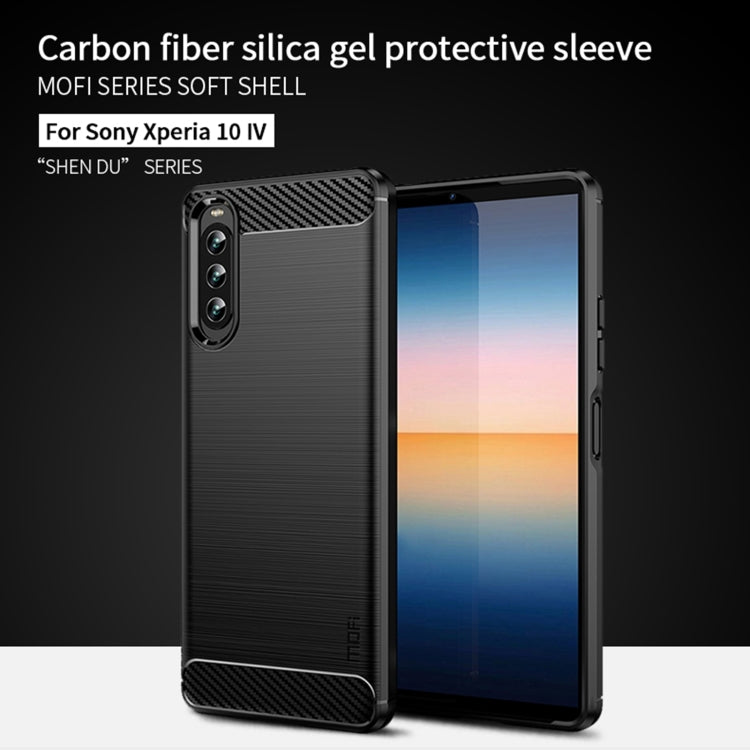 For Sony Xperia 10 IV MOFI Gentleness Series Brushed Texture Carbon Fiber Soft TPU Case(Black) - Sony Cases by MOFI | Online Shopping South Africa | PMC Jewellery