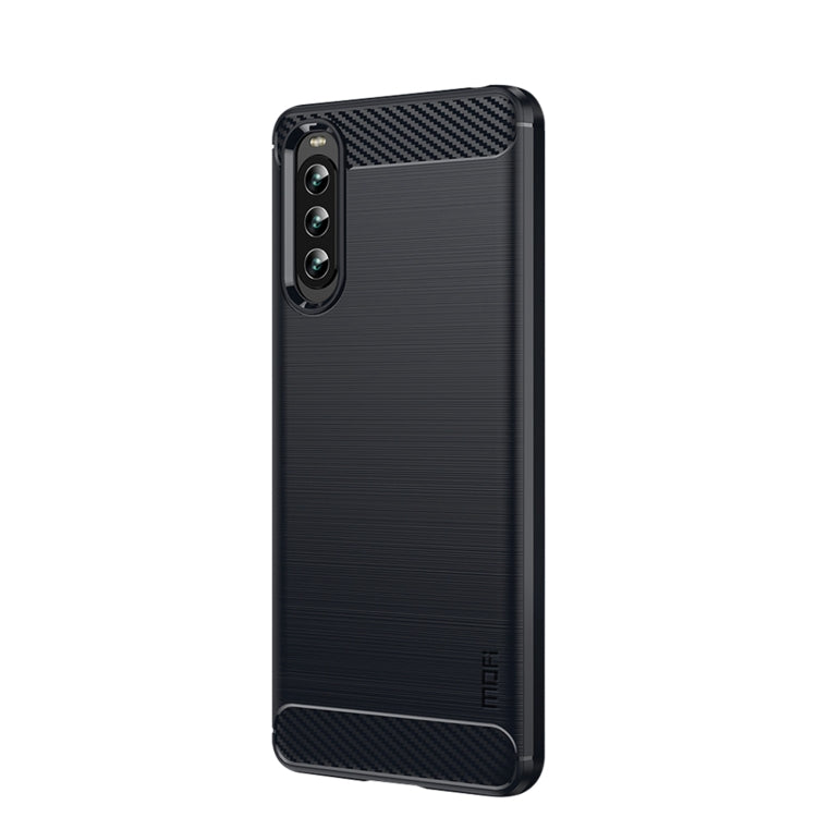 For Sony Xperia 10 IV MOFI Gentleness Series Brushed Texture Carbon Fiber Soft TPU Case(Blue) - Sony Cases by MOFI | Online Shopping South Africa | PMC Jewellery