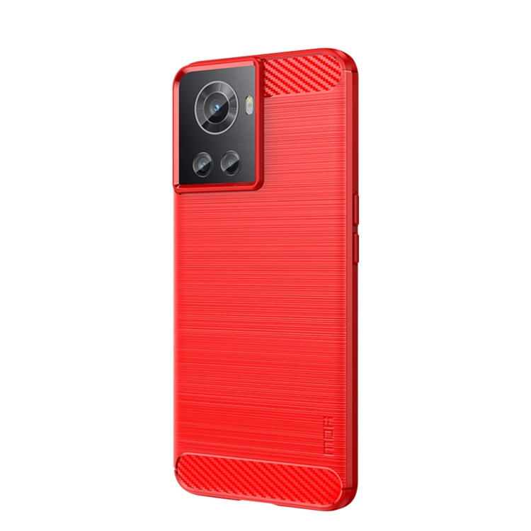 For OnePlus Ace / 10R 5G MOFI Gentleness Series Brushed Texture Carbon Fiber Soft TPU Case(Red) - OnePlus Cases by MOFI | Online Shopping South Africa | PMC Jewellery