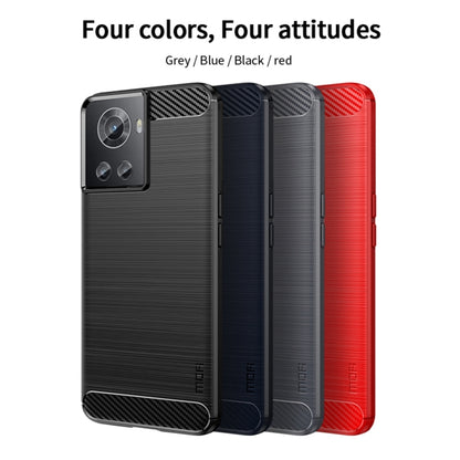 For OnePlus Ace / 10R 5G MOFI Gentleness Series Brushed Texture Carbon Fiber Soft TPU Case(Red) - OnePlus Cases by MOFI | Online Shopping South Africa | PMC Jewellery