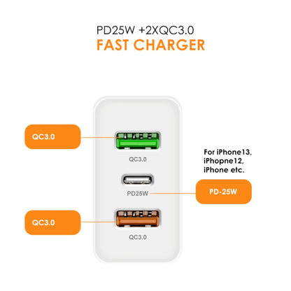 45W PD3.0 + 2 x QC3.0 USB Multi Port Charger with Type-C to 8 Pin Cable, EU Plug(Black) - USB Charger by PMC Jewellery | Online Shopping South Africa | PMC Jewellery | Buy Now Pay Later Mobicred