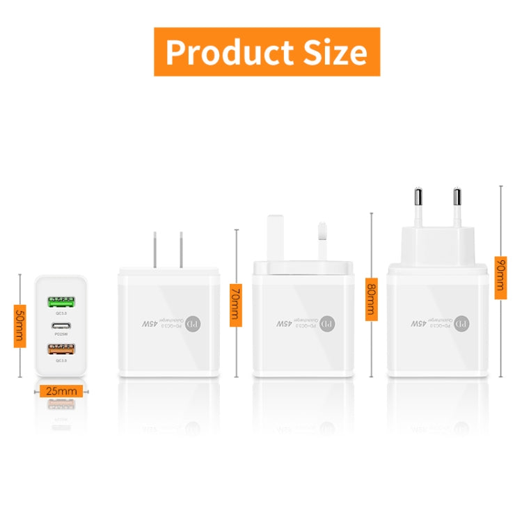 45W PD3.0 + 2 x QC3.0 USB Multi Port Charger with Type-C to 8 Pin Cable, UK Plug(White) - free shipping - PMC Jewellery - Order now!
