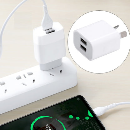 Mini Dual Port USB Charger with USB to 8 Pin Data Cable, AU Plug - USB Charger by PMC Jewellery | Online Shopping South Africa | PMC Jewellery | Buy Now Pay Later Mobicred