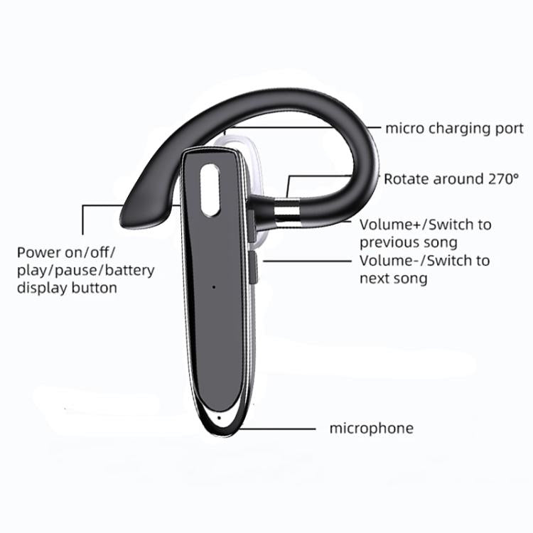 K50 Bluetooth-compatible 5.3 Business Ear-hook Earphone with Mic - Bluetooth Earphone by PMC TechLife | Online Shopping South Africa | PMC TechLife | Buy Now Pay Later Mobicred