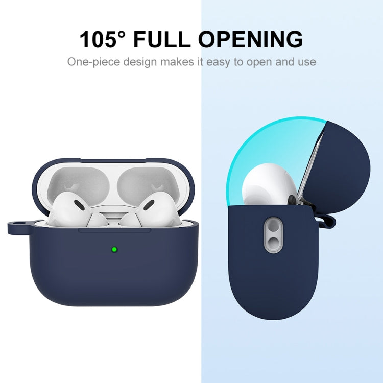 For Apple AirPods Pro 2 2022 ENKAY Thickened Silicone Protective Case with Keychain(Dark Blue) - For AirPods Pro 2 by ENKAY | Online Shopping South Africa | PMC Jewellery | Buy Now Pay Later Mobicred