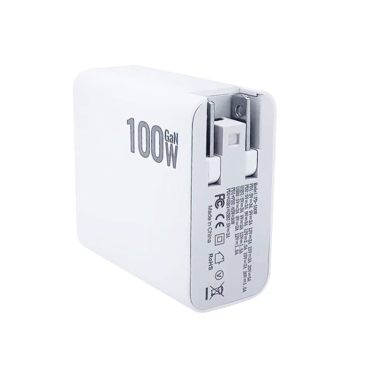 GaN 100W Dual USB + Dual USB-C/Type-C Multi Port Charger with 2m Type-C to Type-C Data Cable Set US / EU / UK Plug - Cable & Adapter by PMC Jewellery | Online Shopping South Africa | PMC Jewellery | Buy Now Pay Later Mobicred