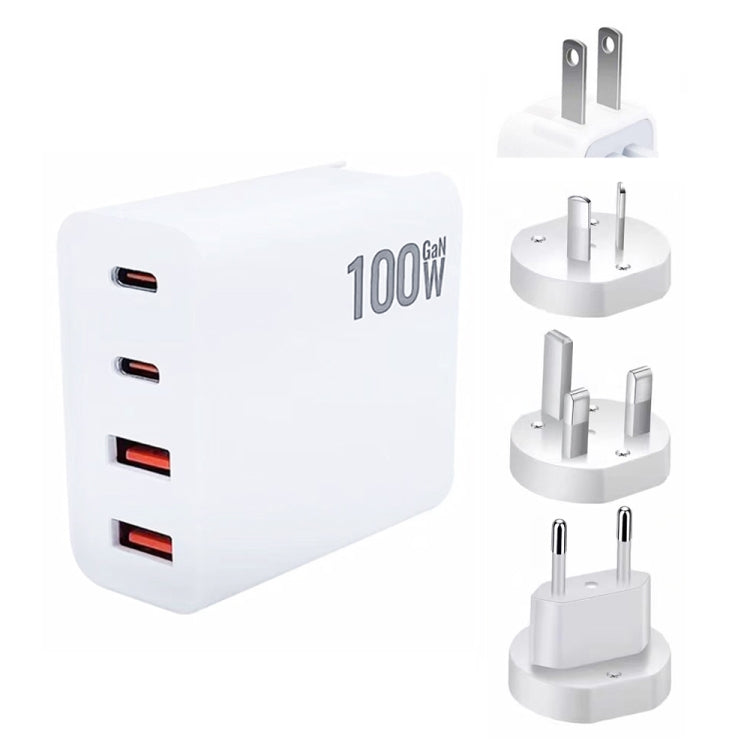 GaN 100W Dual USB + Dual USB-C/Type-C Multi Port Charger with 2m Type-C to Type-C Data Cable Set US / EU / UK / AU Plug - free shipping - PMC Jewellery - Order now!