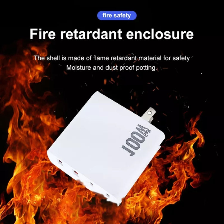 GaN 100W Dual USB+Dual USB-C/Type-C Multi Port Charger with  1.8m Type-C to MagSafe 1 / L Header Data Cable US / UK Plug - Cable & Adapter by PMC Jewellery | Online Shopping South Africa | PMC Jewellery | Buy Now Pay Later Mobicred