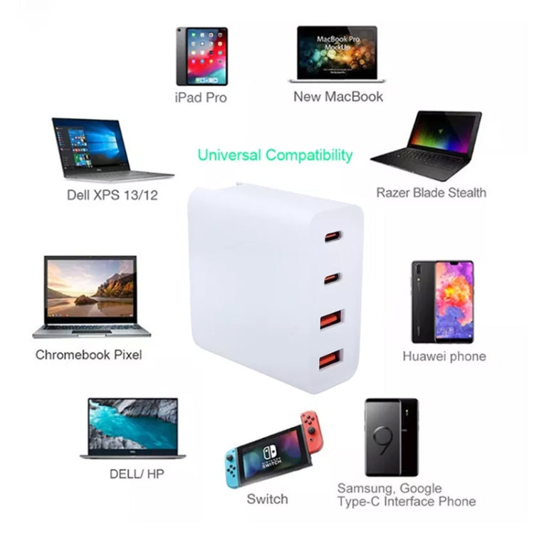 GaN 100W Dual USB+Dual USB-C/Type-C Multi Port Charger with  1.8m Type-C to MagSafe 1 / L Header Data Cable US / EU / UK Plug - Cable & Adapter by PMC Jewellery | Online Shopping South Africa | PMC Jewellery | Buy Now Pay Later Mobicred