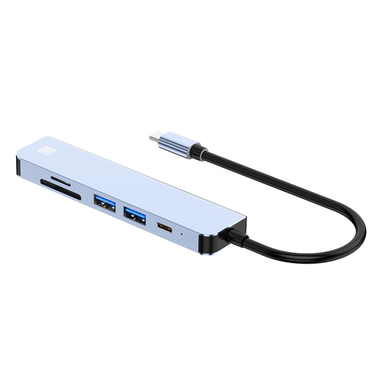 JUNSUNMAY 6 in 1 Type-C to 4K HDMI Docking Station Adapter USB-C PD Quick Charge Hub SD/TF Card Reader - USB HUB by JUNSUNMAY | Online Shopping South Africa | PMC Jewellery | Buy Now Pay Later Mobicred