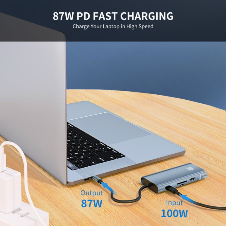 JUNSUNMAY 10 in 1 Type-C to 4K HDMI + VGA +RJ45 + 3.5mm Audio Docking Station Adapter PD Quick Charge Hub SD/TF Card Reader - USB HUB by JUNSUNMAY | Online Shopping South Africa | PMC Jewellery | Buy Now Pay Later Mobicred