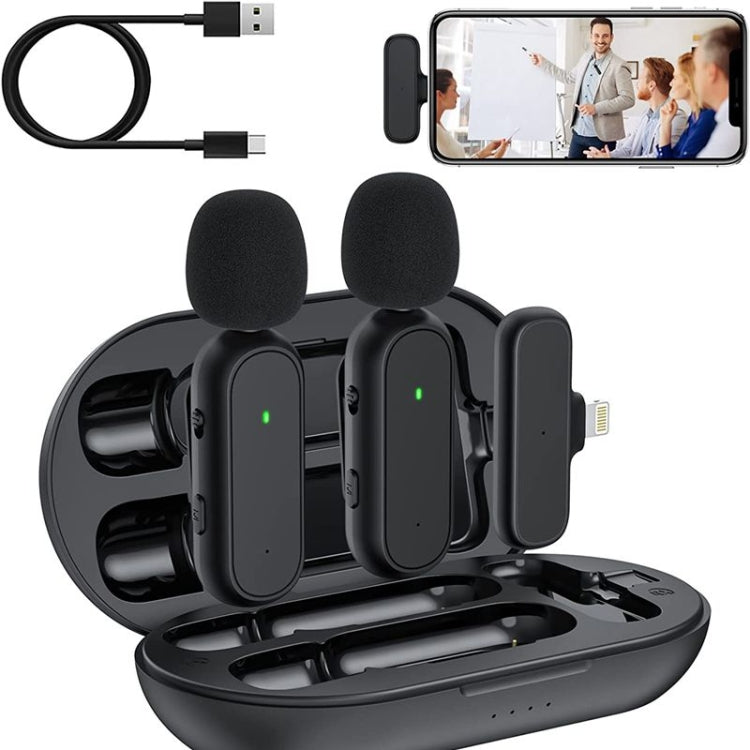 One by Two Wireless Lavalier Microphone Wireless Noise Reduction Microphone with Charging Case, Port: 8 Pin - Microphone by PMC TechLife | Online Shopping South Africa | PMC TechLife | Buy Now Pay Later Mobicred
