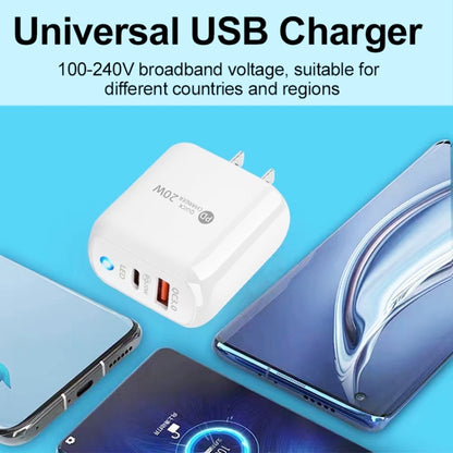 PD04 Type-C + USB Mobile Phone Charger with USB to 8 Pin Cable, US Plug(White) - USB Charger by PMC Jewellery | Online Shopping South Africa | PMC Jewellery | Buy Now Pay Later Mobicred