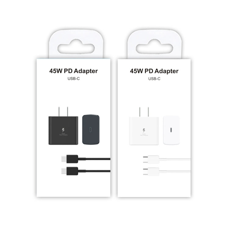M135 45W USB-C / Type-C Port Fast Charger with 5A Type-C to Type-C Cable, US Plug(Black) - USB Charger by PMC TechLife | Online Shopping South Africa | PMC TechLife | Buy Now Pay Later Mobicred