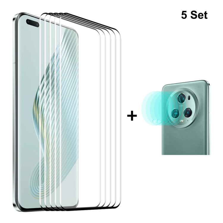 For Honor Magic5 Pro 5pcs ENKAY 3D Hot Bending Edge Glue Tempered Glass Full Film with Lens Film - Honor Tempered Glass by ENKAY | Online Shopping South Africa | PMC Jewellery