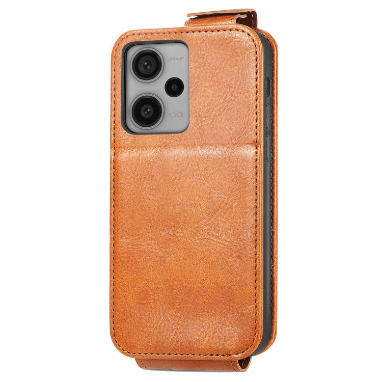 For Xiaomi Redmi Note 12 Pro+ Zipper Wallet Vertical Flip Leather Phone Case(Brown) - Xiaomi Cases by PMC Jewellery | Online Shopping South Africa | PMC Jewellery | Buy Now Pay Later Mobicred