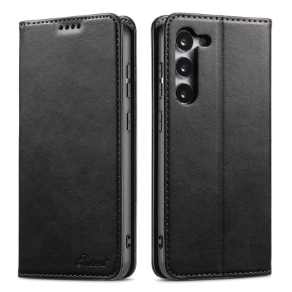 For Samsung Galaxy S24+ 5G Suteni Calf Texture Horizontal Flip Leather Phone Case(Black) - Galaxy S24+ 5G Cases by Suteni | Online Shopping South Africa | PMC Jewellery | Buy Now Pay Later Mobicred