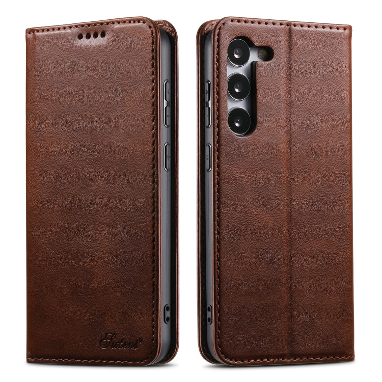 For Samsung Galaxy S24+ 5G Suteni Calf Texture Horizontal Flip Leather Phone Case(Brown) - Galaxy S24+ 5G Cases by Suteni | Online Shopping South Africa | PMC Jewellery | Buy Now Pay Later Mobicred