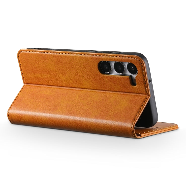 For Samsung Galaxy S24+ 5G Suteni Calf Texture Horizontal Flip Leather Phone Case(Khaki) - free shipping - PMC Jewellery - Order now!