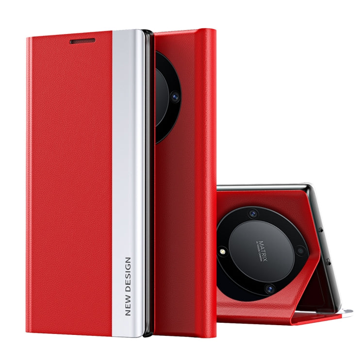 For Honor X9b Side Electroplated Adsorption Leather Phone Case(Red) - Honor Cases by PMC TechLife | Online Shopping South Africa | PMC TechLife