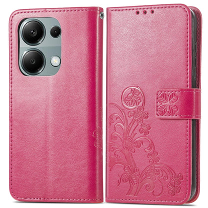 For Xiaomi Redmi  Note 13 Pro 4G Four-leaf Clasp Embossed Leather Phone Case(Magenta) - Note 13 Pro Cases by PMC Jewellery | Online Shopping South Africa | PMC Jewellery | Buy Now Pay Later Mobicred