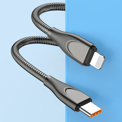 ENKAY ENK-CB131 USB to 8 Pin Carbon Steel Hose Spring 2.4A Fast Charging Data Cable, Length:1m(Black) - Normal Style Cable by ENKAY | Online Shopping South Africa | PMC Jewellery | Buy Now Pay Later Mobicred