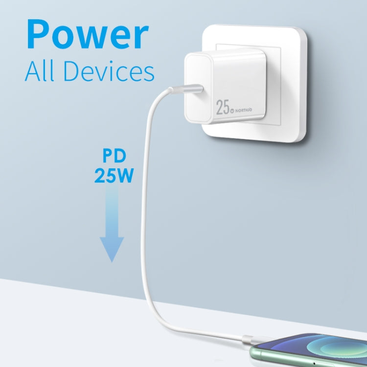 NORTHJO NOPD2501 PD 25W USB-C / Type-C Single Port Fast Charger, Plug Type:AU Plug(White) - free shipping - PMC Jewellery - Order now!