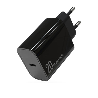 NORTHJO NOPD2001 PD 20W USB-C / Type-C Single Port Fast Charger, Plug Type:EU Plug(Black) - USB Charger by NORTHJO | Online Shopping South Africa | PMC Jewellery | Buy Now Pay Later Mobicred