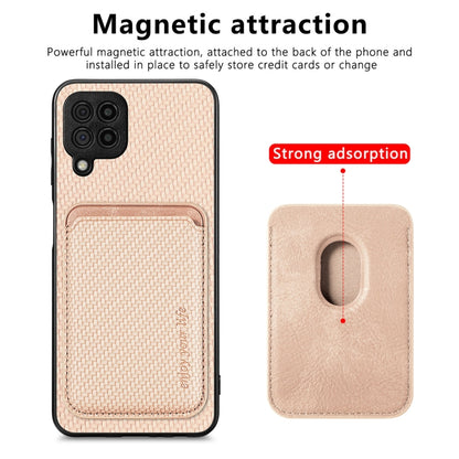 For Samsung Galaxy A22 4G Carbon Fiber Leather Card Magsafe Magnetic Phone Case(Khaki) - Galaxy Phone Cases by PMC Jewellery | Online Shopping South Africa | PMC Jewellery