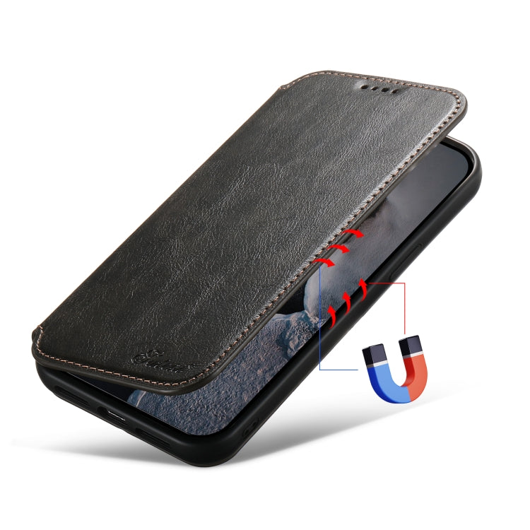 For iPhone 13 Pro Max Suteni J05 Leather Magnetic Magsafe Phone Case(Black) - iPhone 13 Pro Max Cases by Suteni | Online Shopping South Africa | PMC Jewellery | Buy Now Pay Later Mobicred