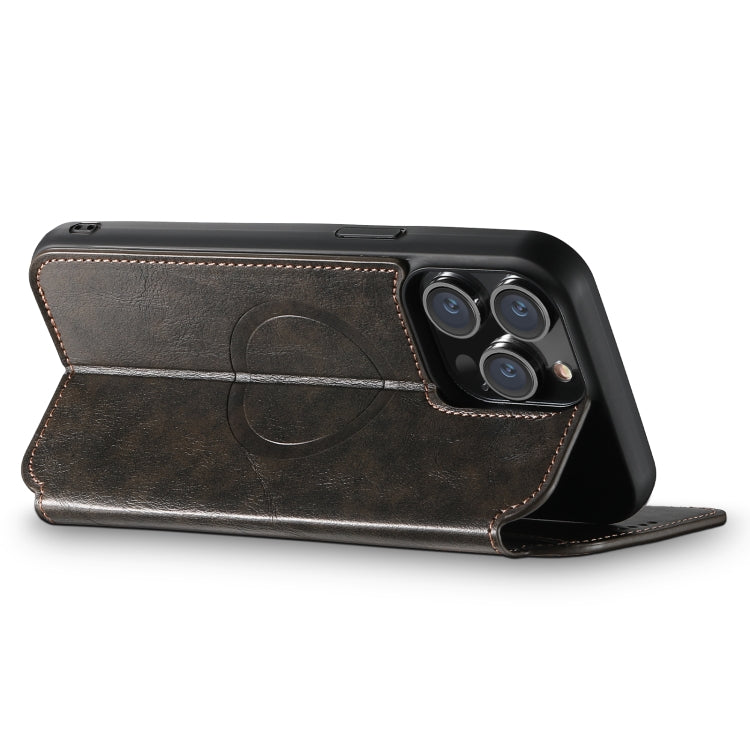 For iPhone 14 Suteni J05 Leather Magnetic Magsafe Phone Case(Black) - iPhone 14 Cases by Suteni | Online Shopping South Africa | PMC Jewellery | Buy Now Pay Later Mobicred