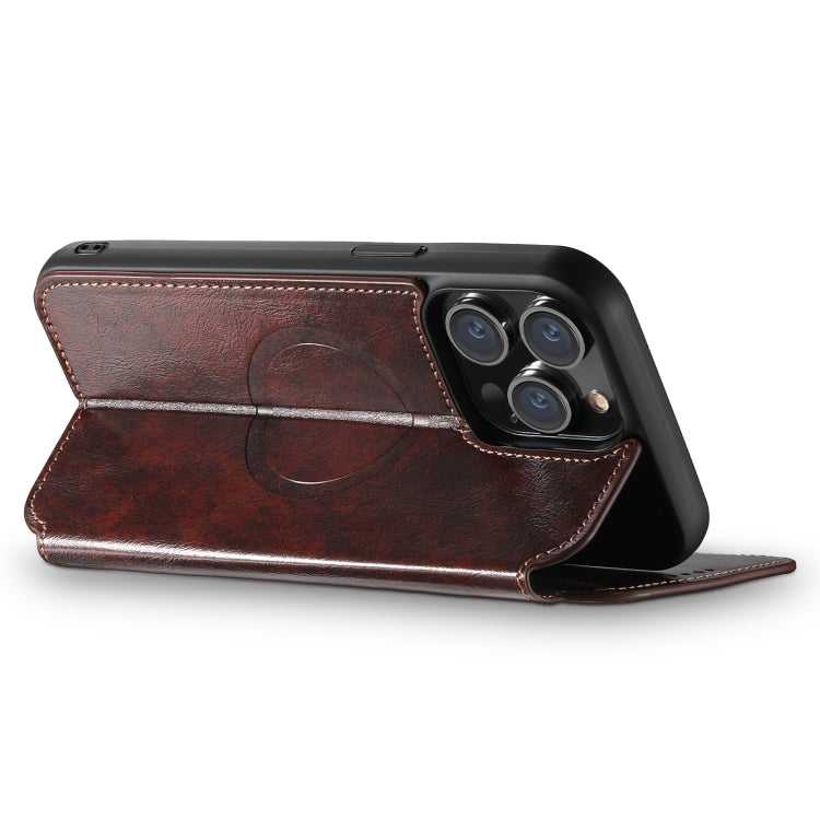 For iPhone 14 Pro Max Suteni J05 Leather Magnetic Magsafe Phone Case(Brown) - iPhone 14 Pro Max Cases by Suteni | Online Shopping South Africa | PMC Jewellery | Buy Now Pay Later Mobicred