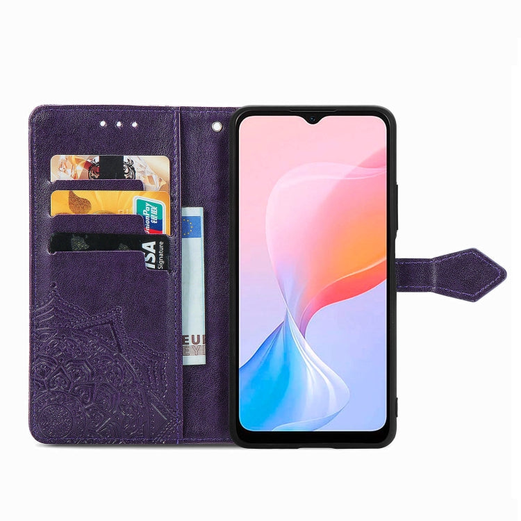 For Blackview A85 Mandala Flower Embossed Leather Phone Case(Purple) - More Brand by PMC Jewellery | Online Shopping South Africa | PMC Jewellery | Buy Now Pay Later Mobicred