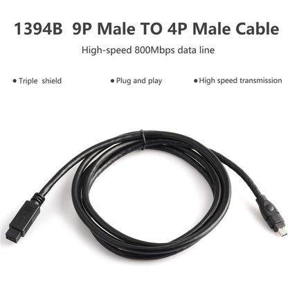 JUNSUNMAY FireWire High Speed Premium DV 800 9 Pin Male To FireWire 400 4 Pin Male IEEE 1394 Cable, Length:3m - 1394 Series by JUNSUNMAY | Online Shopping South Africa | PMC Jewellery | Buy Now Pay Later Mobicred