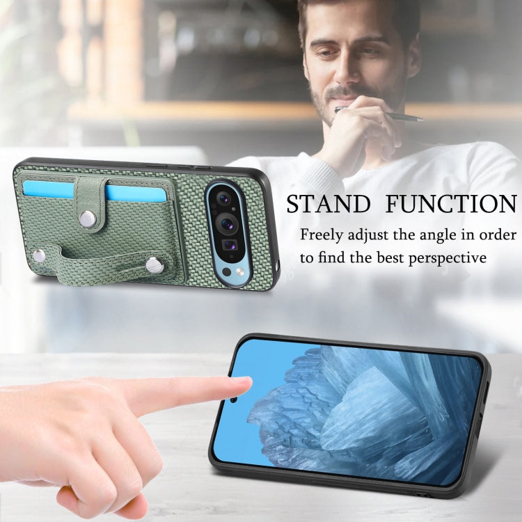 For Google Pixel 9 Wristband Kickstand Card Wallet Back Cover Phone Case with Tool Knife(Green) - Google Cases by PMC TechLife | Online Shopping South Africa | PMC TechLife | Buy Now Pay Later Mobicred