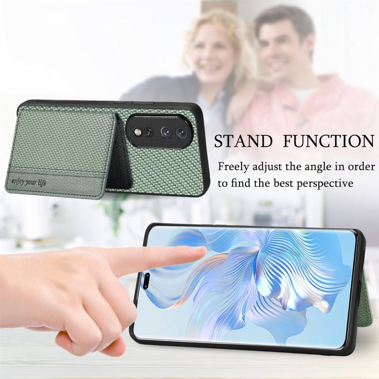 For Honor Magic6 Pro Carbon Fiber Magnetic Card Bag Phone Case(Brown) - free shipping - PMC Jewellery - Order now!