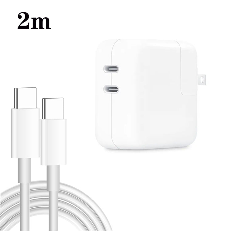 35W PD3.0 USB-C / Type-C Dual Port Charger with 2m Type-C to Type-C Data Cable, US Plug - USB Charger by PMC Jewellery | Online Shopping South Africa | PMC Jewellery | Buy Now Pay Later Mobicred