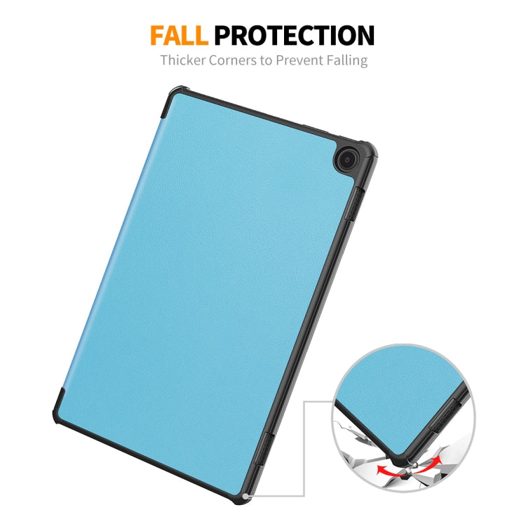 For Amazon Fire Max 11 ENKAY Tri-fold Custer Texture Leather Smart Tablet Case(Black) - Amazon by ENKAY | Online Shopping South Africa | PMC TechLife | Buy Now Pay Later Mobicred