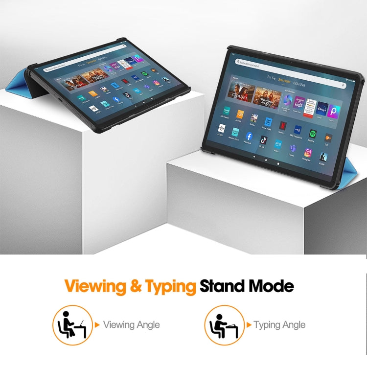 For Amazon Fire Max 11 ENKAY Tri-fold Custer Texture Leather Smart Tablet Case(Grey) - Amazon by ENKAY | Online Shopping South Africa | PMC TechLife | Buy Now Pay Later Mobicred