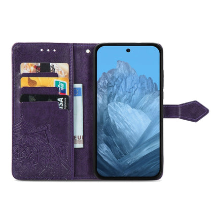 For Google Pixel 9 Mandala Flower Embossed Leather Phone Case(Purple) - Google Cases by PMC Jewellery | Online Shopping South Africa | PMC Jewellery | Buy Now Pay Later Mobicred