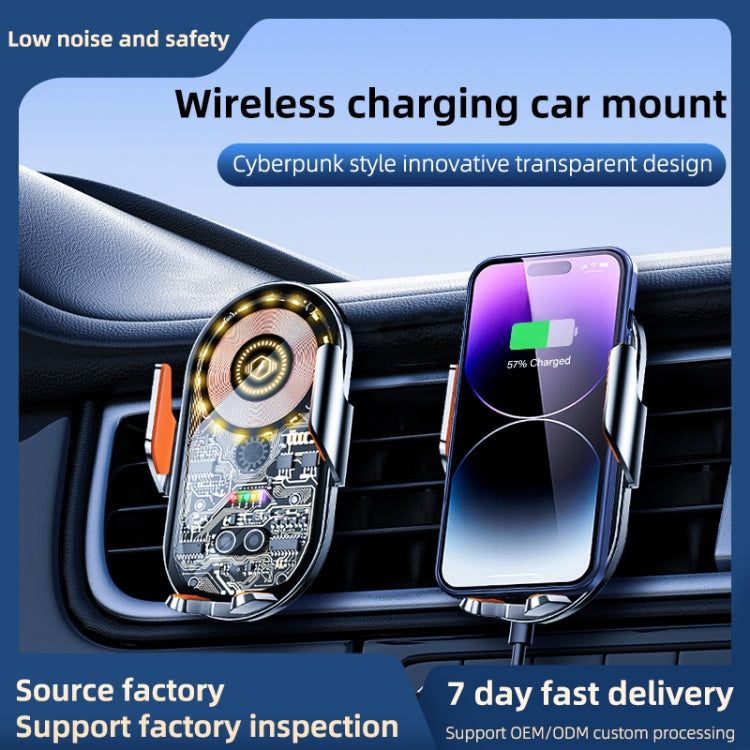 C12 Wireless Fast Charging Car Bracket Interior Cup Air Outlet Fixing Clip Induction Luminous LOGO - Wireless Charger Holders by PMC Jewellery | Online Shopping South Africa | PMC Jewellery | Buy Now Pay Later Mobicred