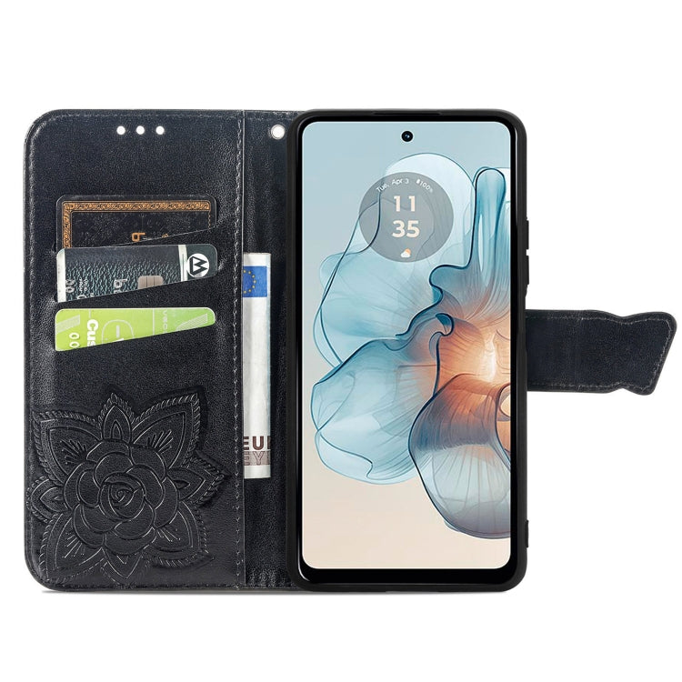 For Motorola Moto G24 Power Butterfly Love Flower Embossed Leather Phone Case(Black) - Motorola Cases by PMC Jewellery | Online Shopping South Africa | PMC Jewellery | Buy Now Pay Later Mobicred